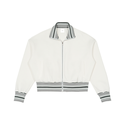 Kurtka z kołnierzem w prążki i zamkiem błyskawicznym