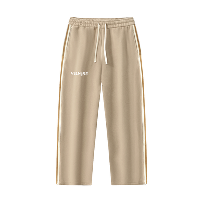 Spodnie z kontrastowymi paskami po bokach i prostymi nogawkami