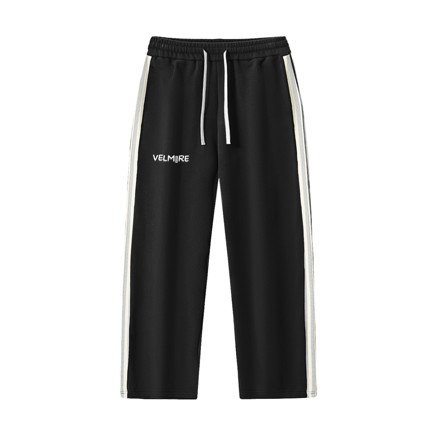 Spodnie z kontrastowymi paskami po bokach i prostymi nogawkami