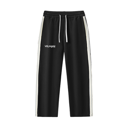 Spodnie z kontrastowymi paskami po bokach i prostymi nogawkami