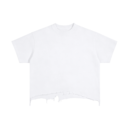 Vintage-Waschung, kastenförmiger Schnitt, ausgefranster Saum, T-Shirt