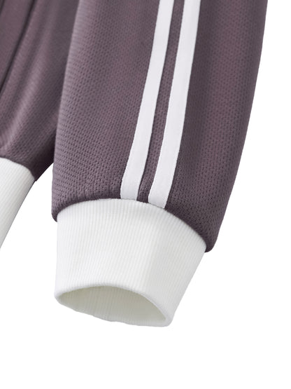 Kurze Fleece-Trainingsjacke mit kontrastierenden Seitenstreifen