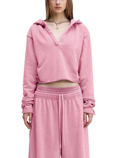 Vintage Washed Raw Edge Hoodie